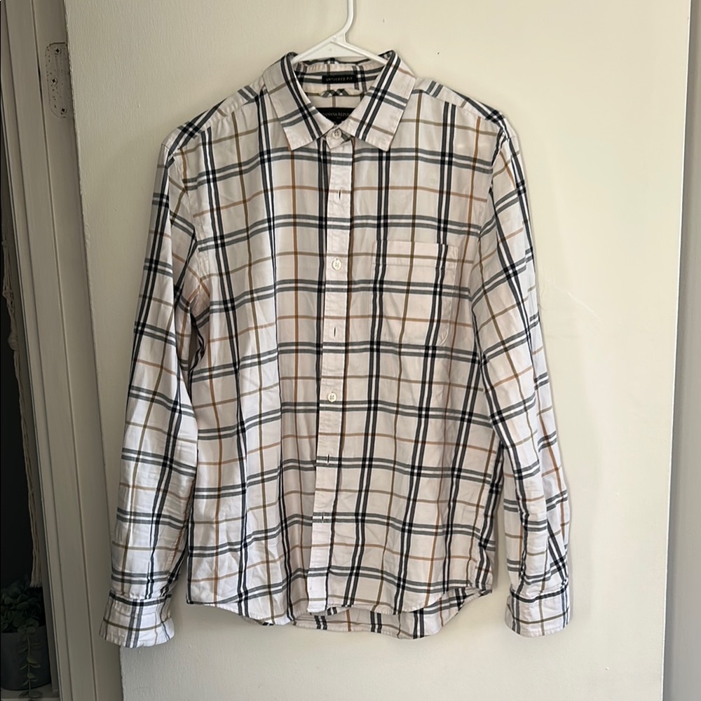 Men's White Plaid Shirt